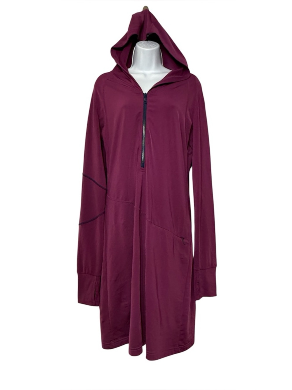 Title Nine Regulator Hoodie Tunic Dress 1/2 Zip Pocket Thumbholes Active Medium
